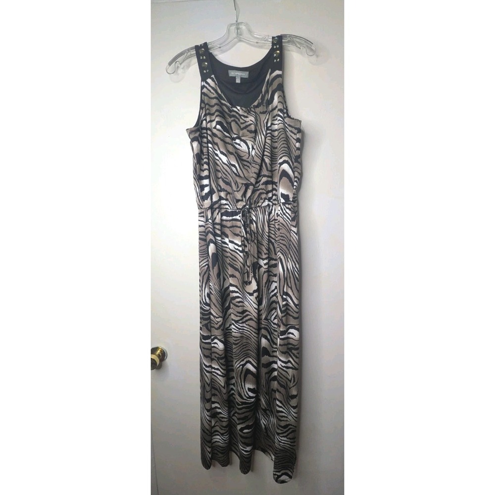 NY Collection Women's Maxi Dress Large Leopard Animal Print Lined Stretchy Y2K
